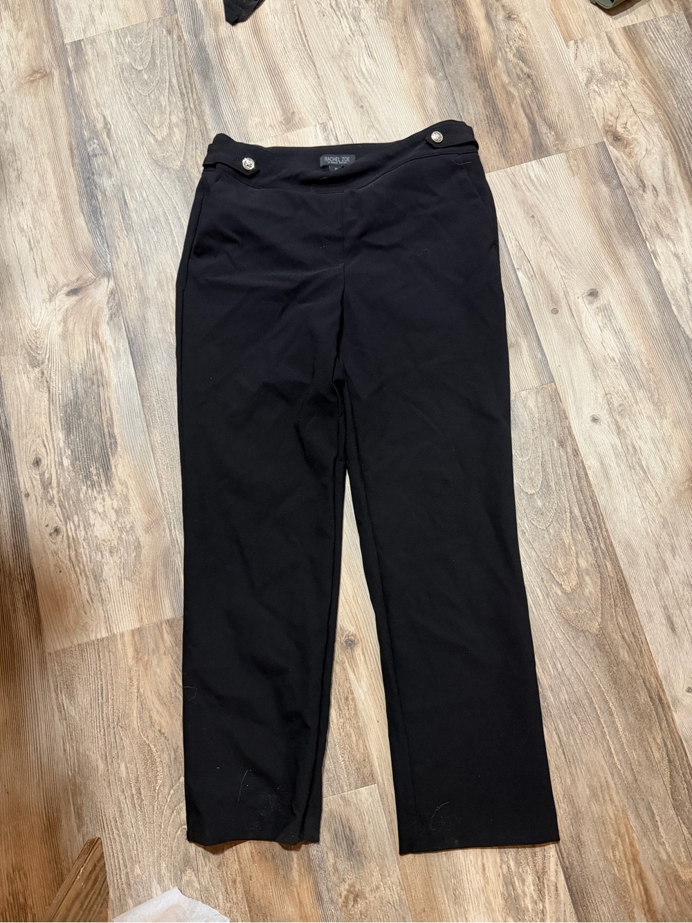 Black Women’s Straight-Leg Dress Pants with Button Waist